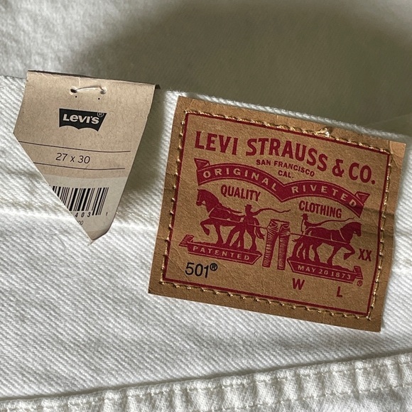 501® Original Fit Jeans | Size 27/30 | High Rise Straight Raw Hem Distressed - Picture 6 of 12